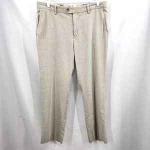 Silk Tommy Bahama Pants Chino Flat Front Straight Leg Size 35x30 Silk Tan Men’s.